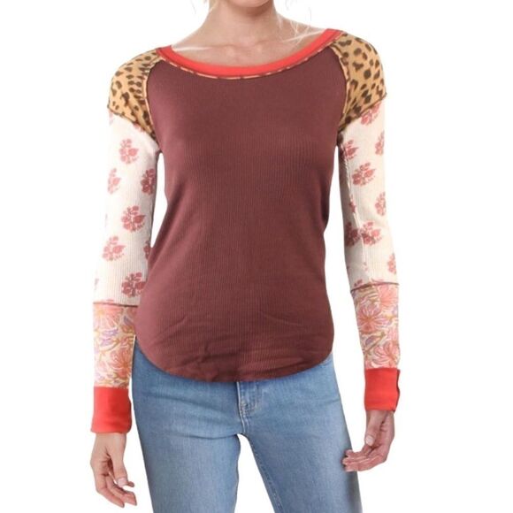 We The Free Women’s Bright Side Knit Mixed Media Thermal Top in the Size XS - Picture 1 of 9
